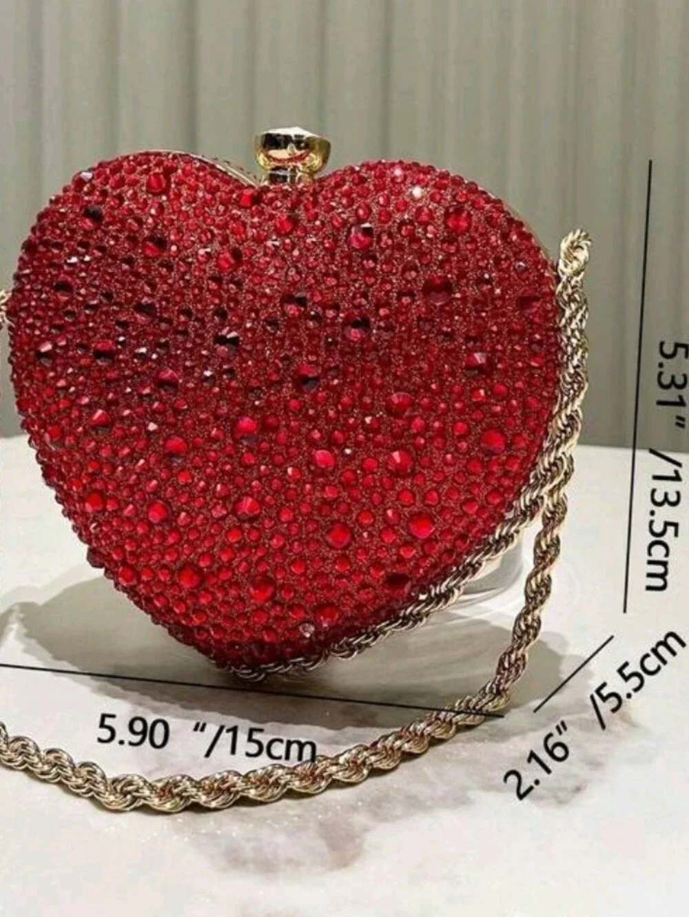 Red Heart Crystal Evening Bag